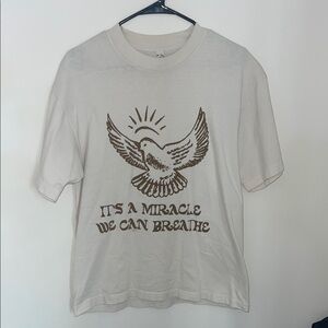 Oversized Graphic Tee with Dove Print